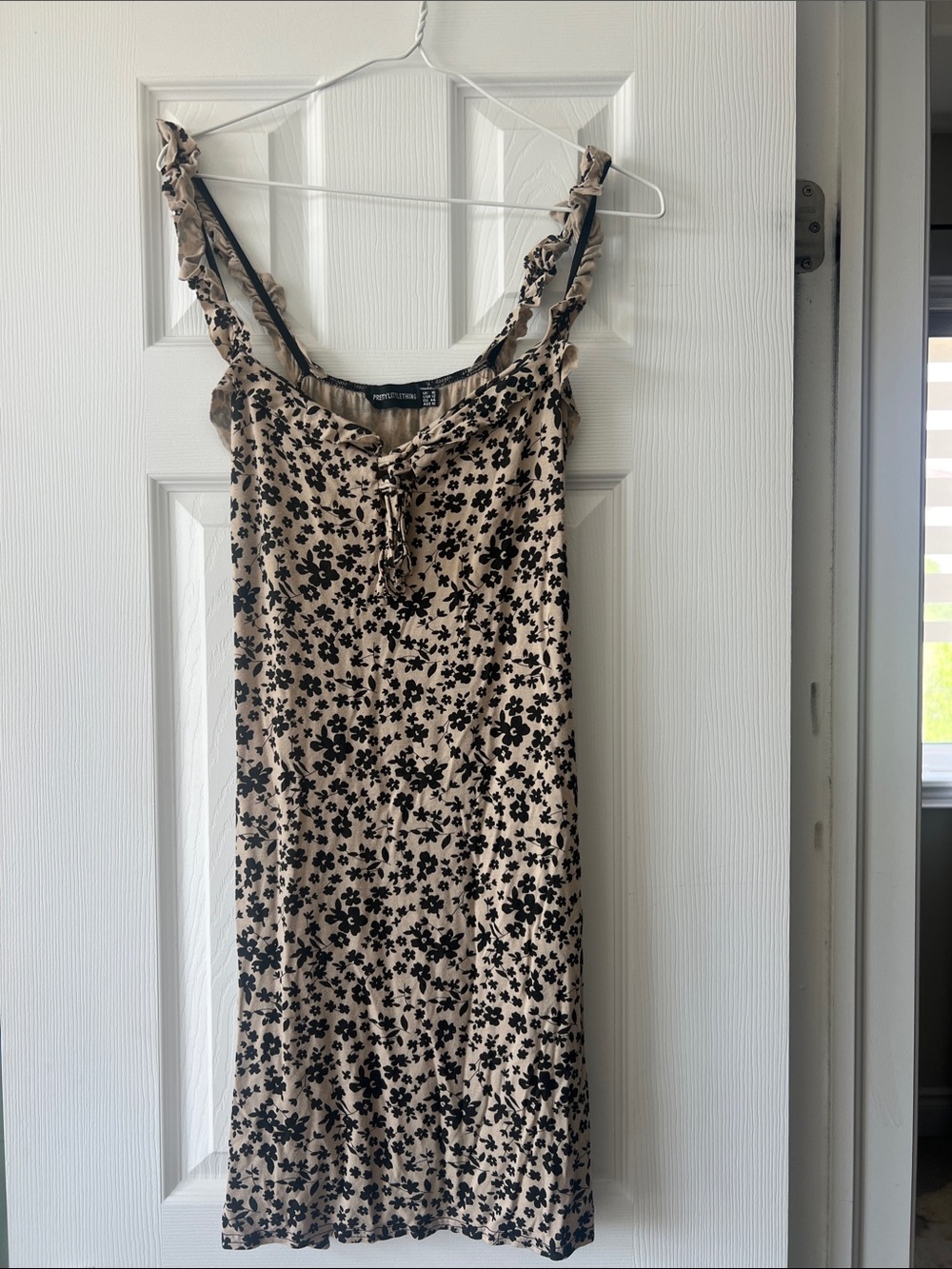 PrettyLittleThing Beige and Black Floral Slip
